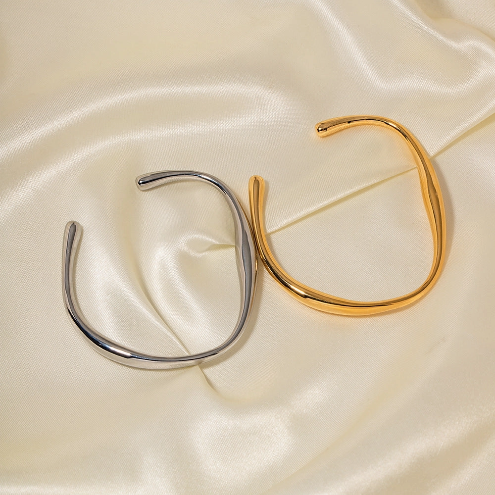 Wholesale Titanium Steel 18K Gold Stainless Steel Shaped Opening Bracelet