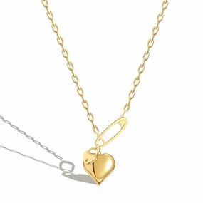 Wholesale Titanium Steel 18K Gold Three-dimensional Peach Heart Necklace