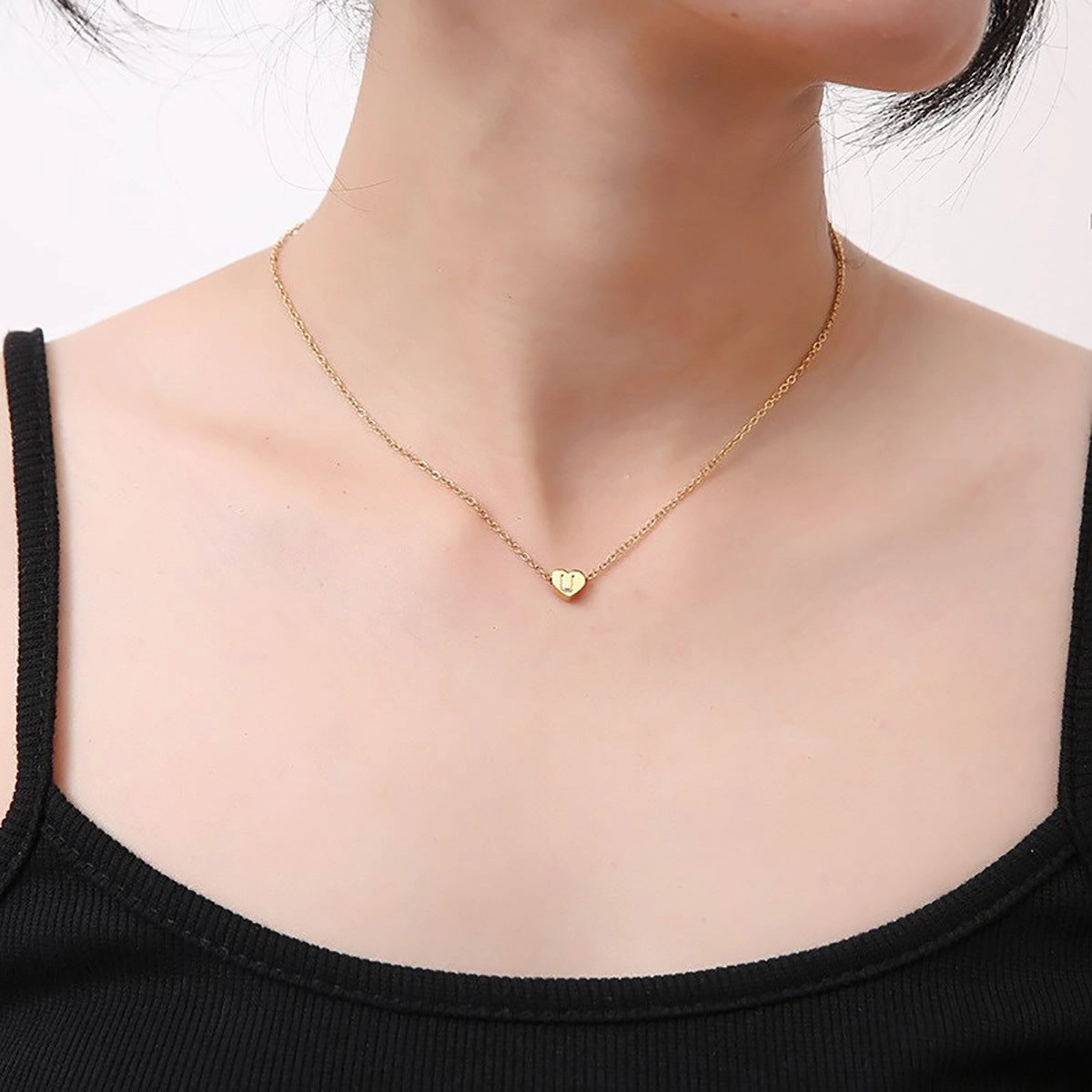 Wholesale Titanium Steel 26 English Letters Necklace