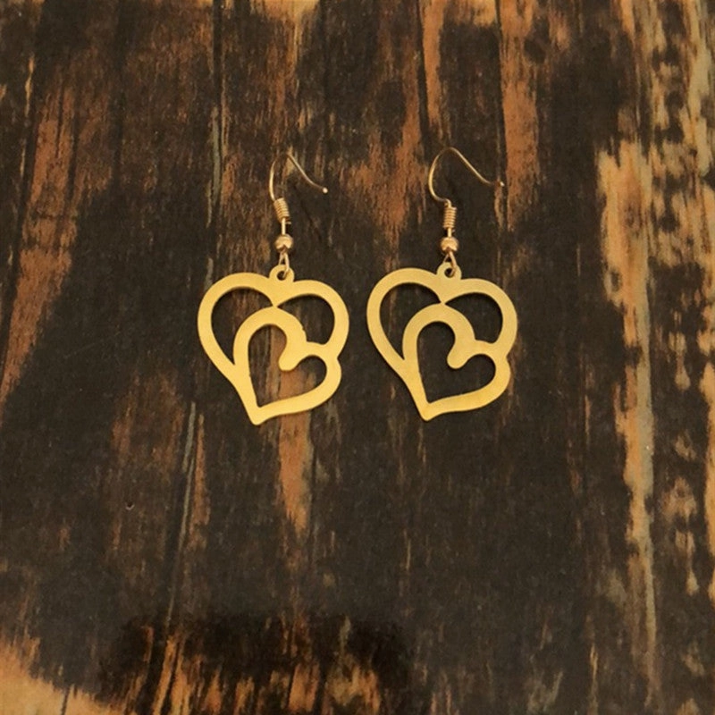 Wholesale Titanium Steel Alphabet Cross Heart Earrings