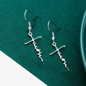 Wholesale Titanium Steel Alphabet Cross Heart Earrings
