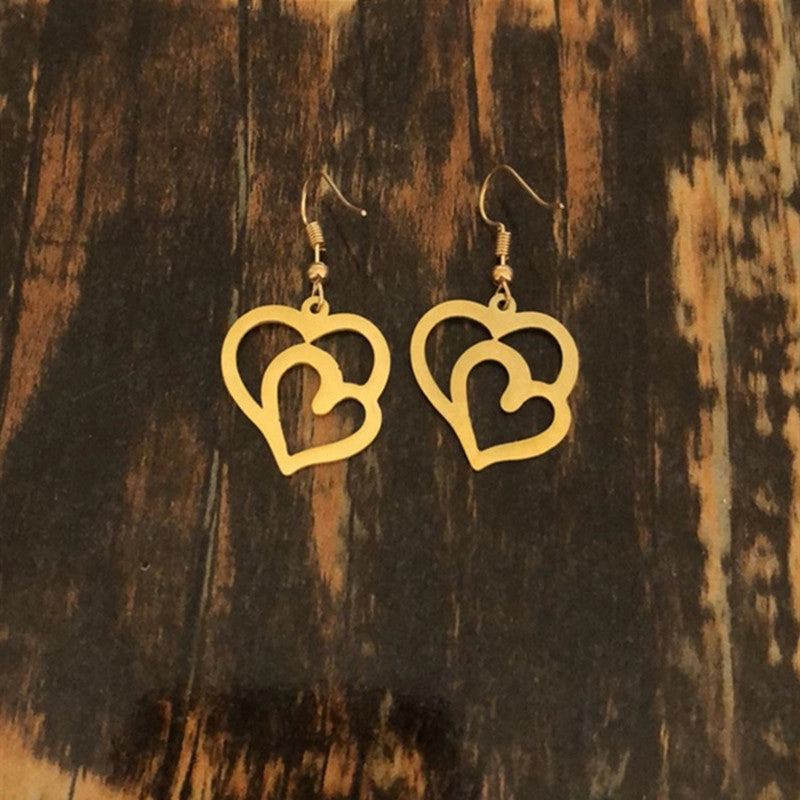Wholesale Titanium Steel Alphabet Cross Heart Earrings