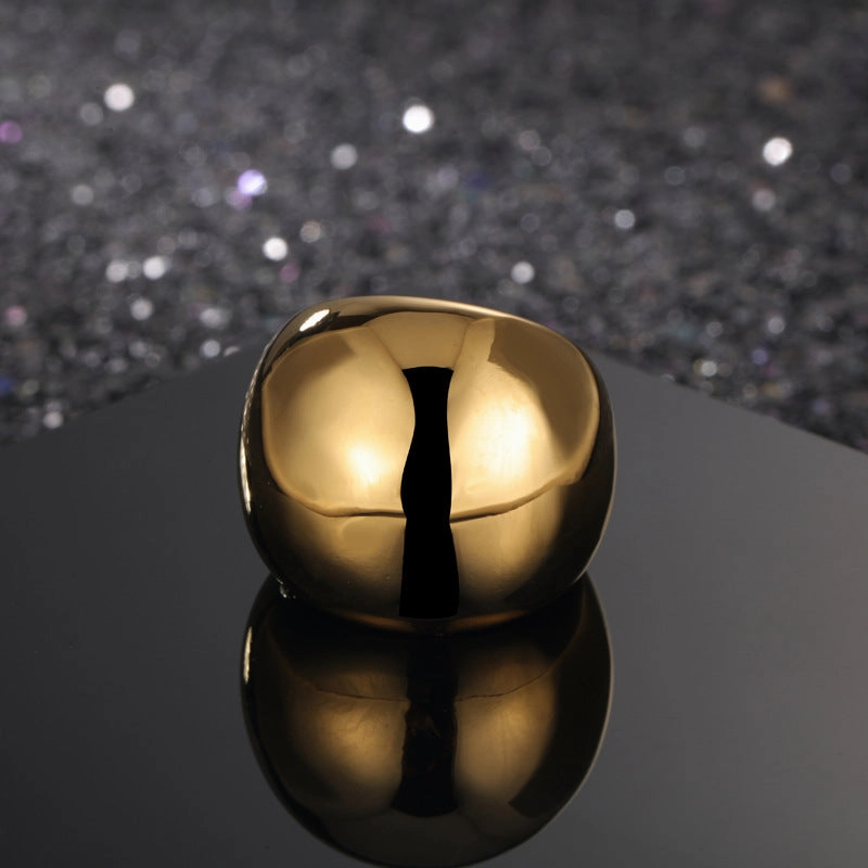 Wholesale Titanium Steel Arc Set Mirror Polished Ring
