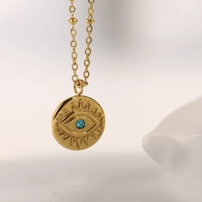 Wholesale Titanium Steel Blue Eyes Devil Eyes Clavicle Chain