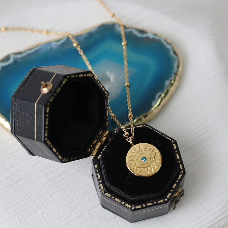Wholesale Titanium Steel Blue Eyes Devil Eyes Clavicle Chain