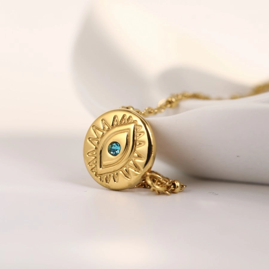Wholesale Titanium Steel Blue Eyes Devil Eyes Clavicle Chain