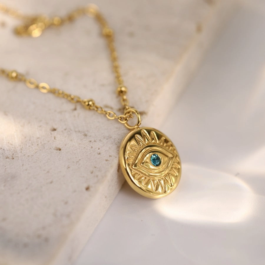 Wholesale Titanium Steel Blue Eyes Devil Eyes Clavicle Chain