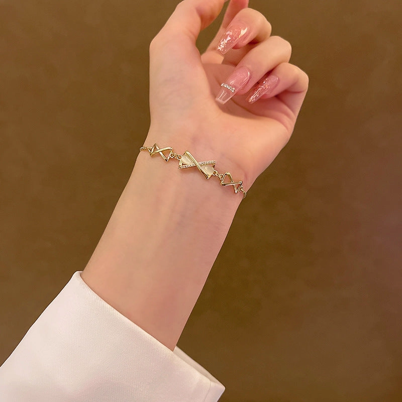 Wholesale Titanium Steel Bow Cat's Eye Vintage Bracelet