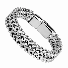 Wholesale Titanium steel bracelet double row square chain magnet clasp bracelet
