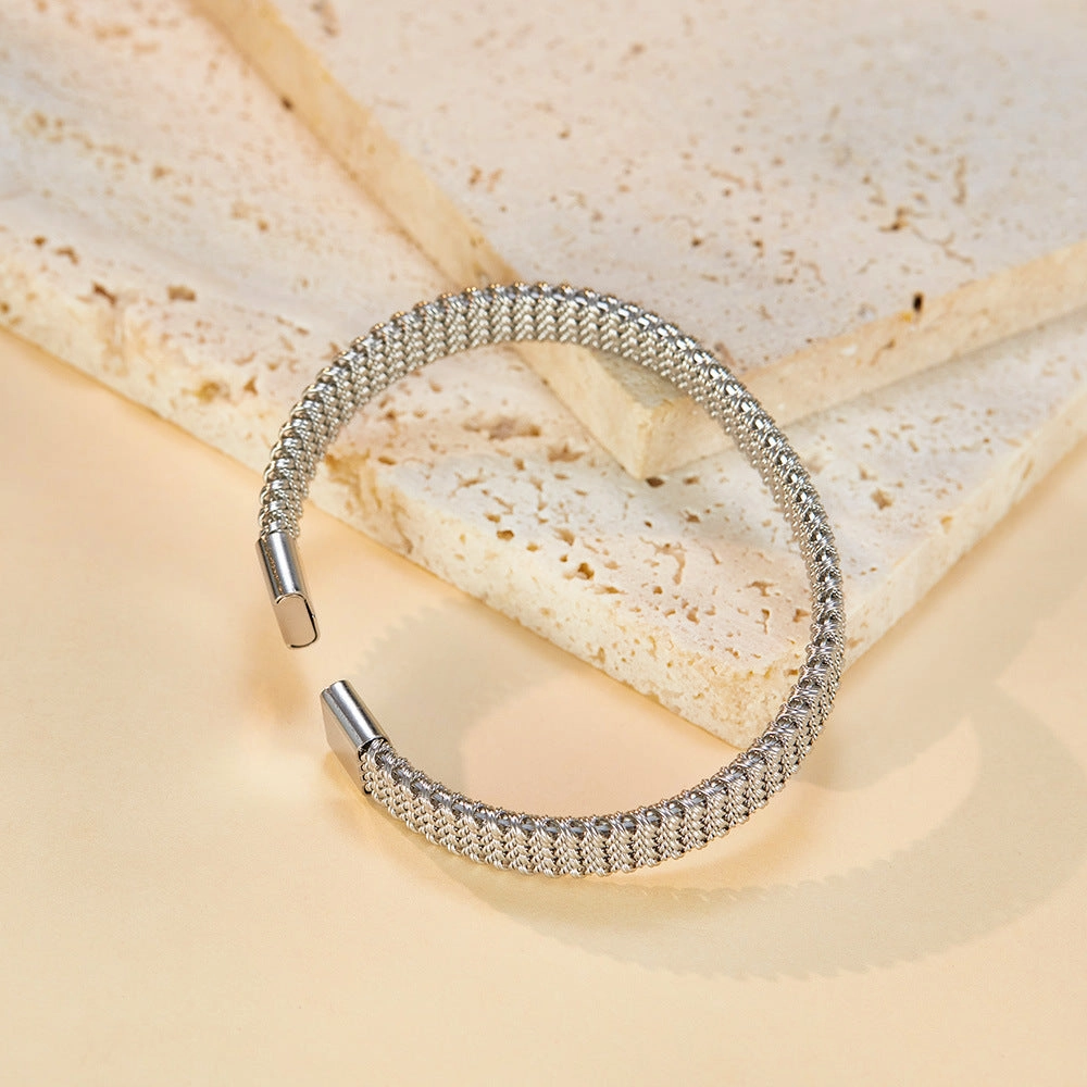 Wholesale Titanium Steel Braided Open Bracelet