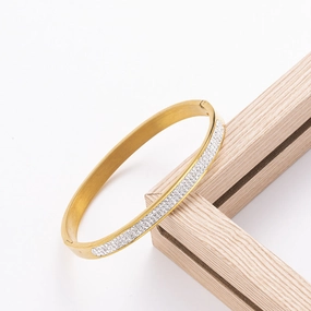 Wholesale Titanium Steel Buckle Diamond Open Bracelet