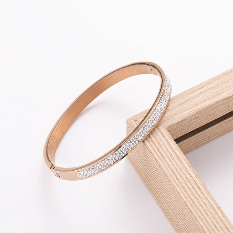 Wholesale Titanium Steel Buckle Diamond Open Bracelet