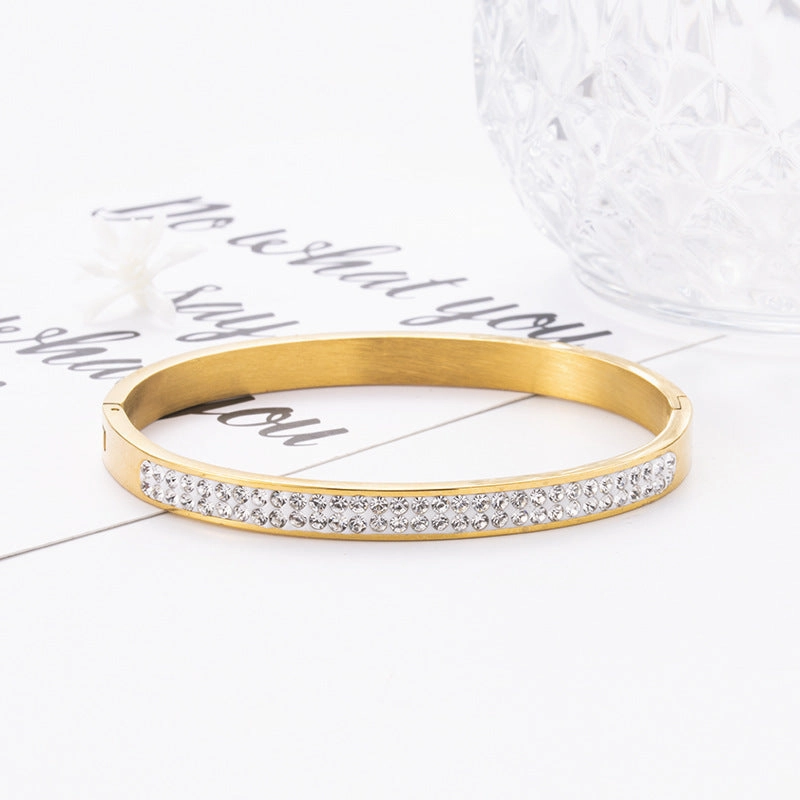 Wholesale Titanium Steel Buckle Diamond Open Bracelet