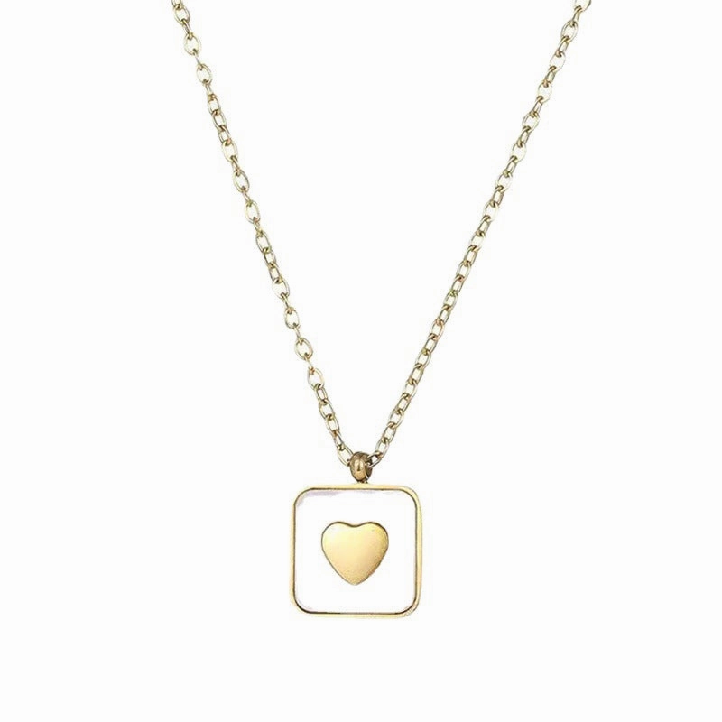 Wholesale Titanium Steel Butterfly Love Geometric Mother-of-pearl Necklace Clavicle Chain