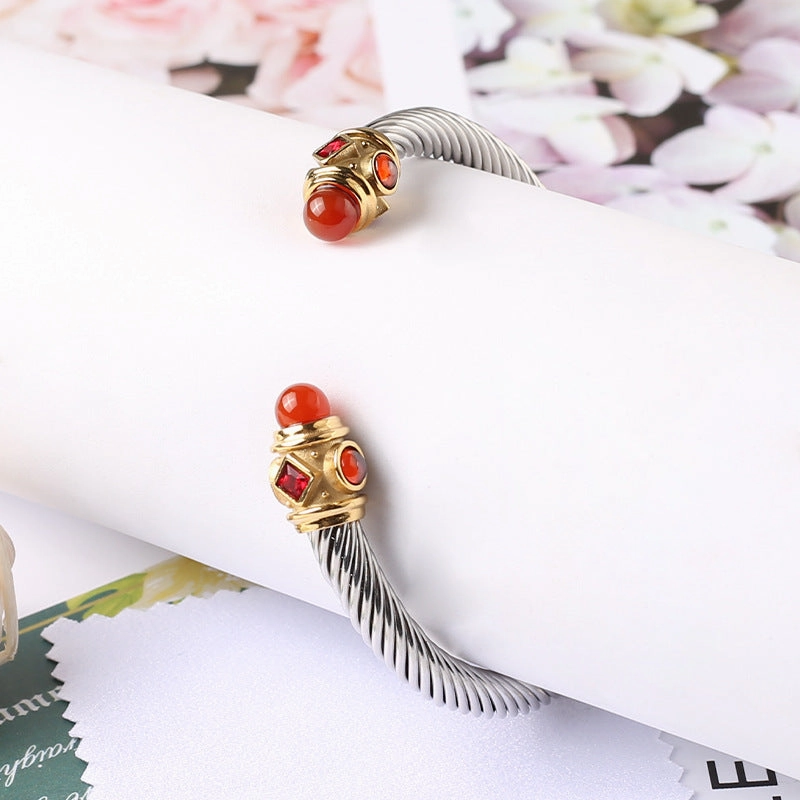 Wholesale Titanium Steel Cable Twist Bracelet