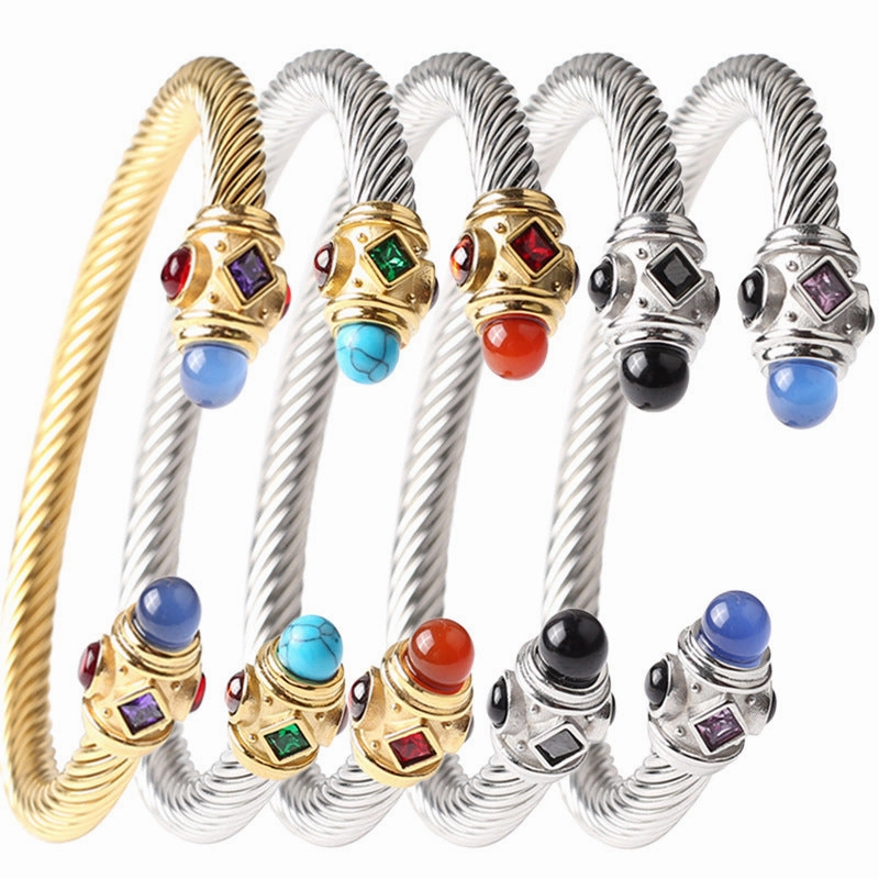 Wholesale Titanium Steel Cable Twist Bracelet