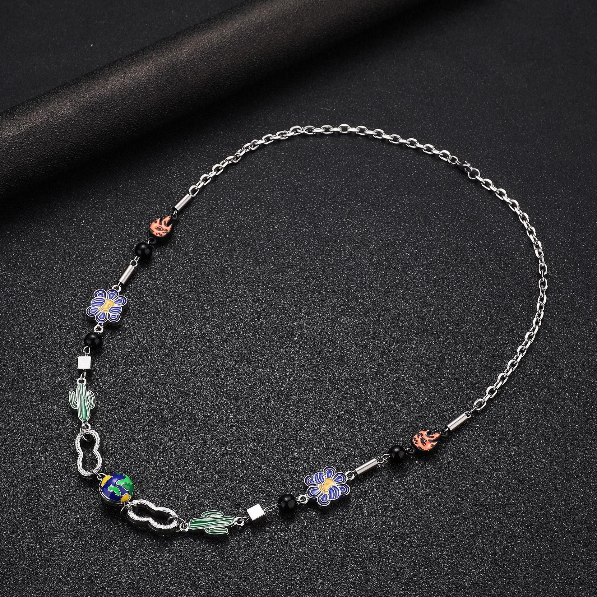 Wholesale Titanium Steel Cactus Horseshoe Necklace