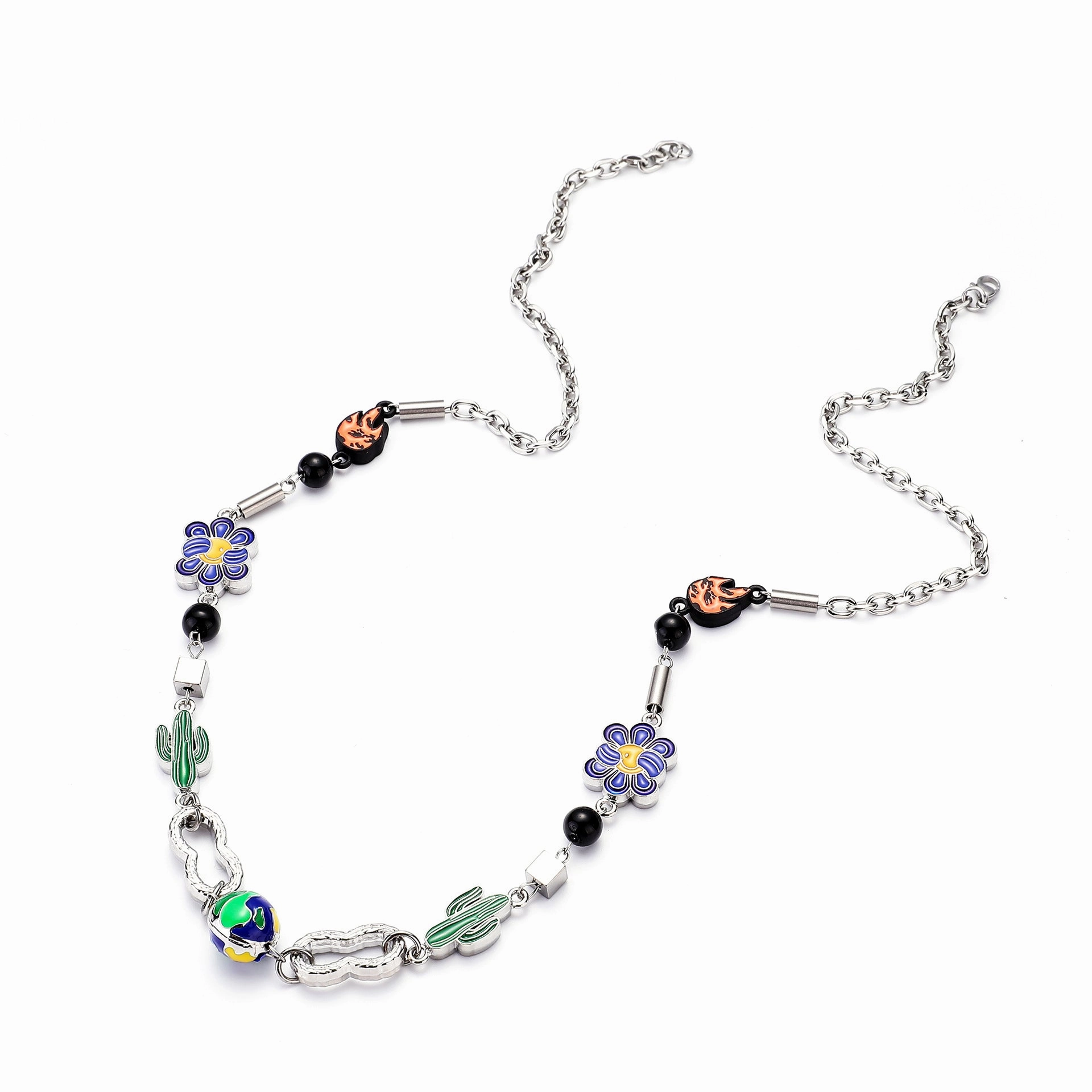 Wholesale Titanium Steel Cactus Horseshoe Necklace