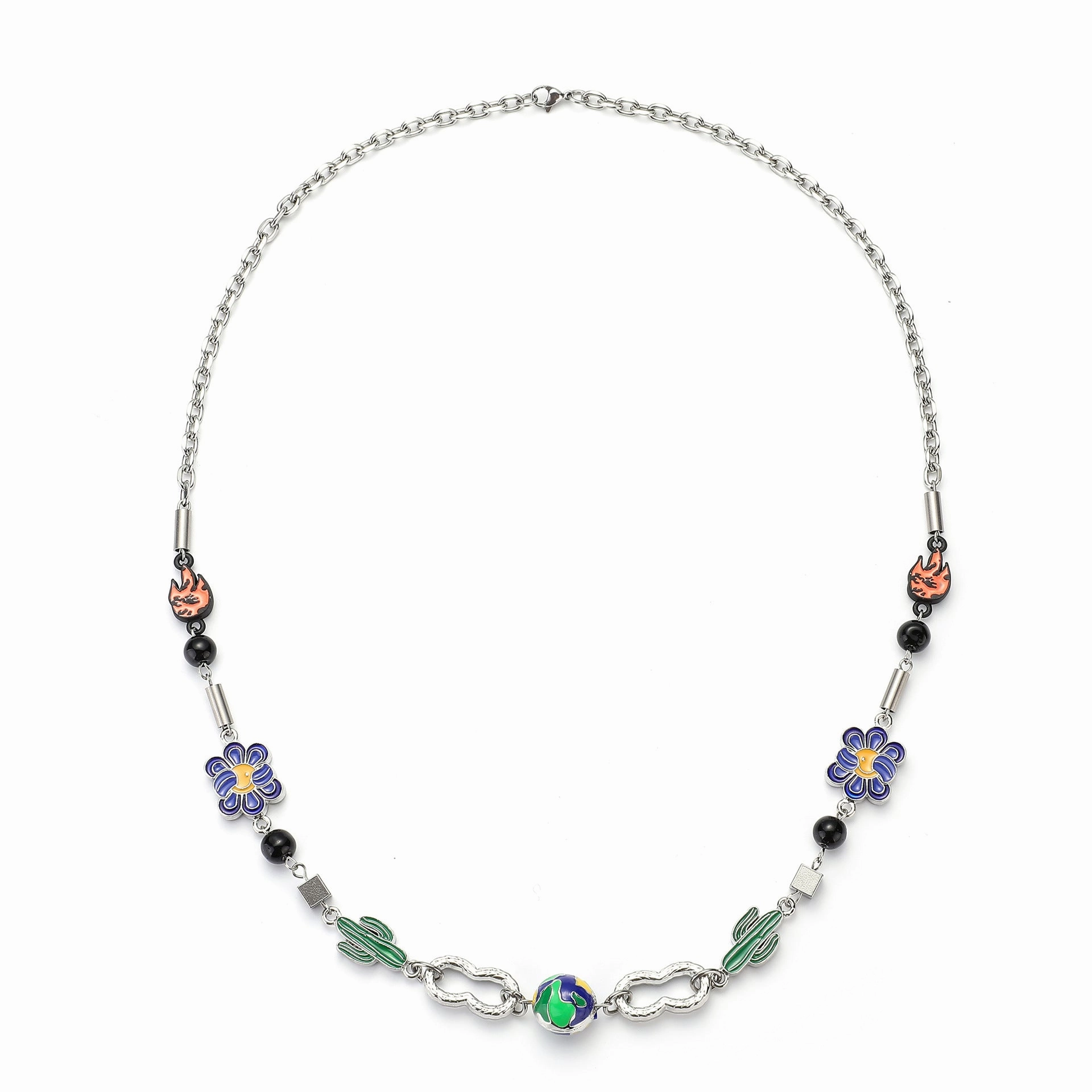 Wholesale Titanium Steel Cactus Horseshoe Necklace