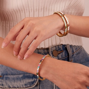Wholesale Titanium Steel Candy Color Stripes Inlaid Zircon Stainless Steel Bracelet