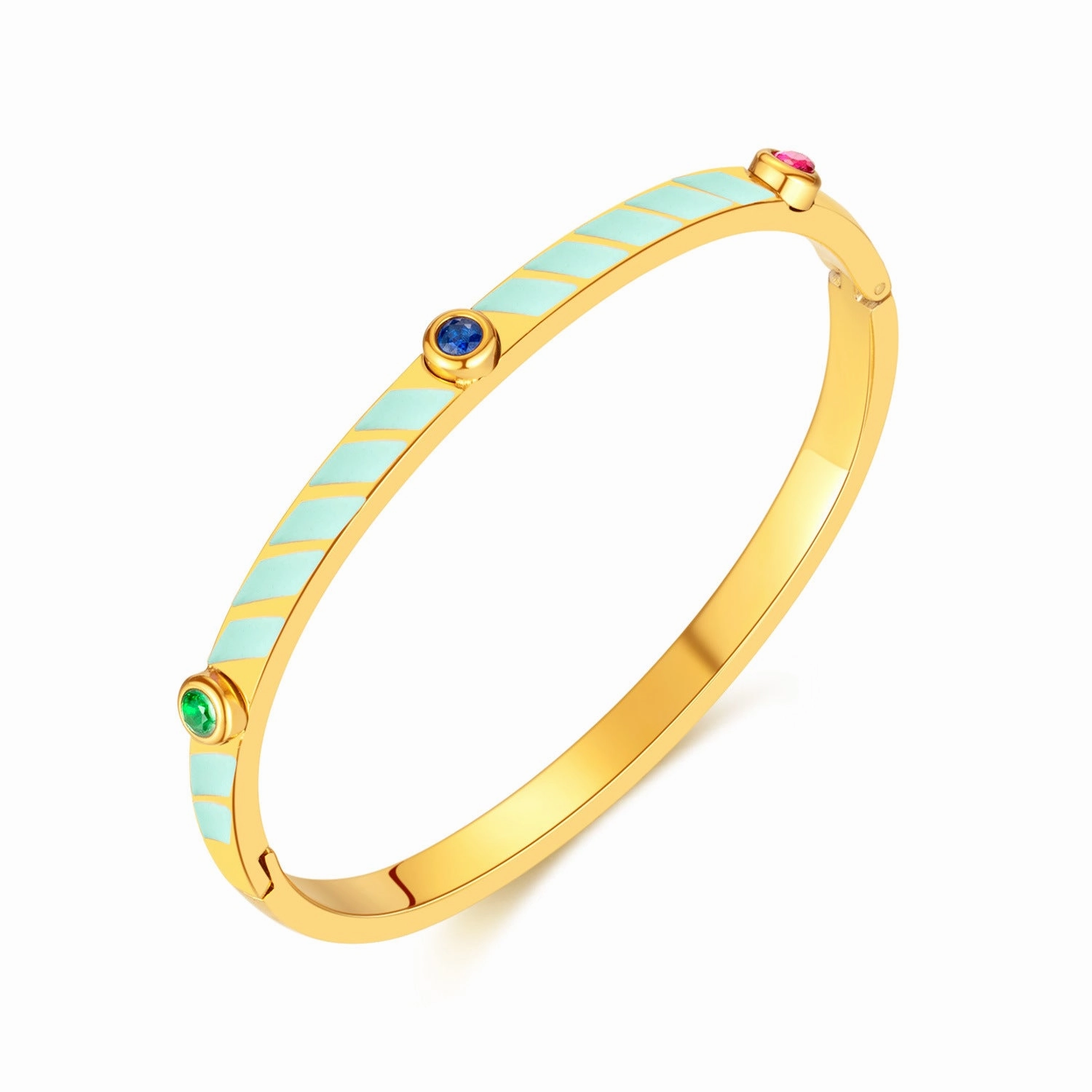 Wholesale Titanium Steel Candy Color Stripes Inlaid Zircon Stainless Steel Bracelet