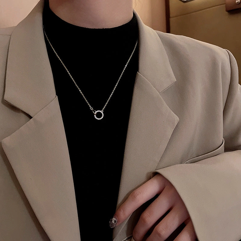 Wholesale Titanium Steel Circle Geometric Necklace