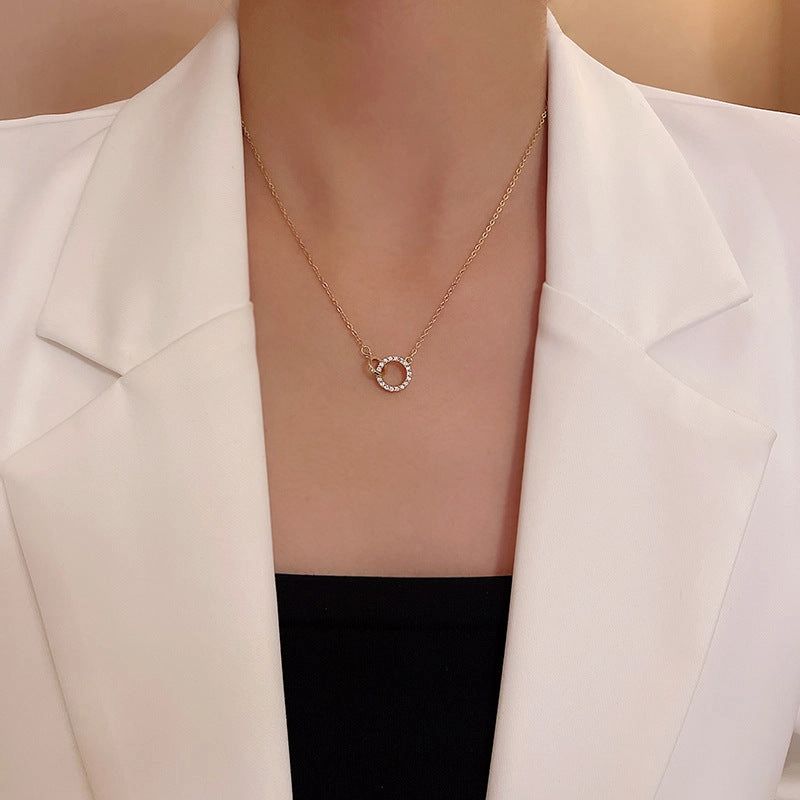 Wholesale Titanium Steel Circle Geometric Necklace