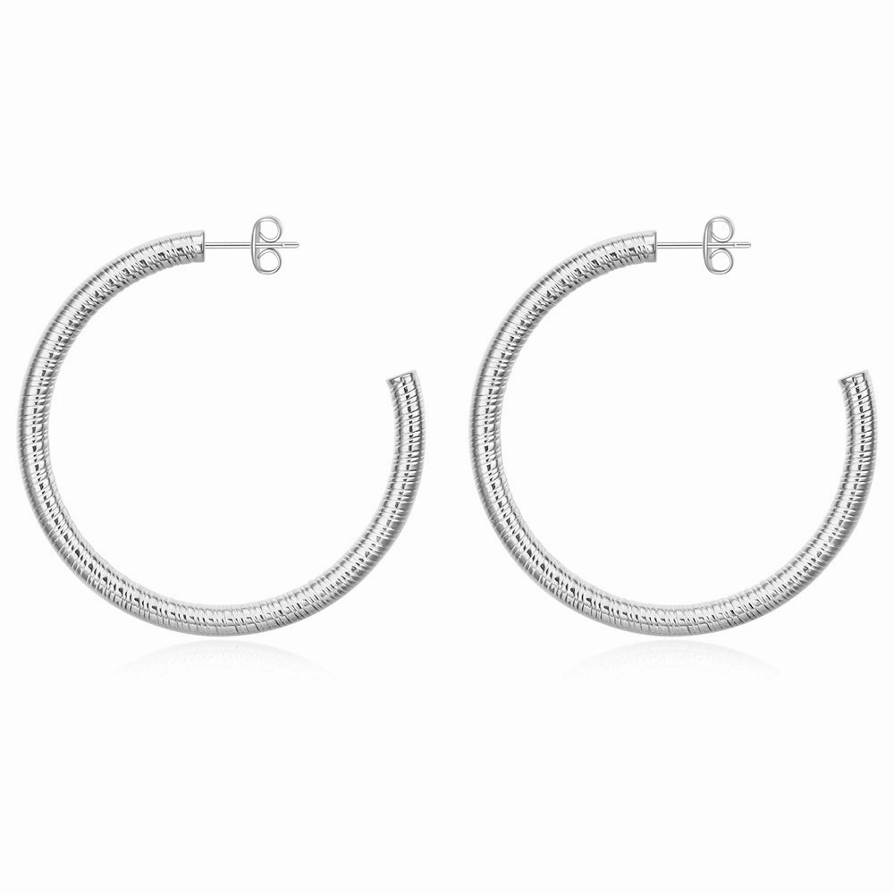 Wholesale Titanium Steel Circular Mesh 5mm Open Stainless Steel Earrings