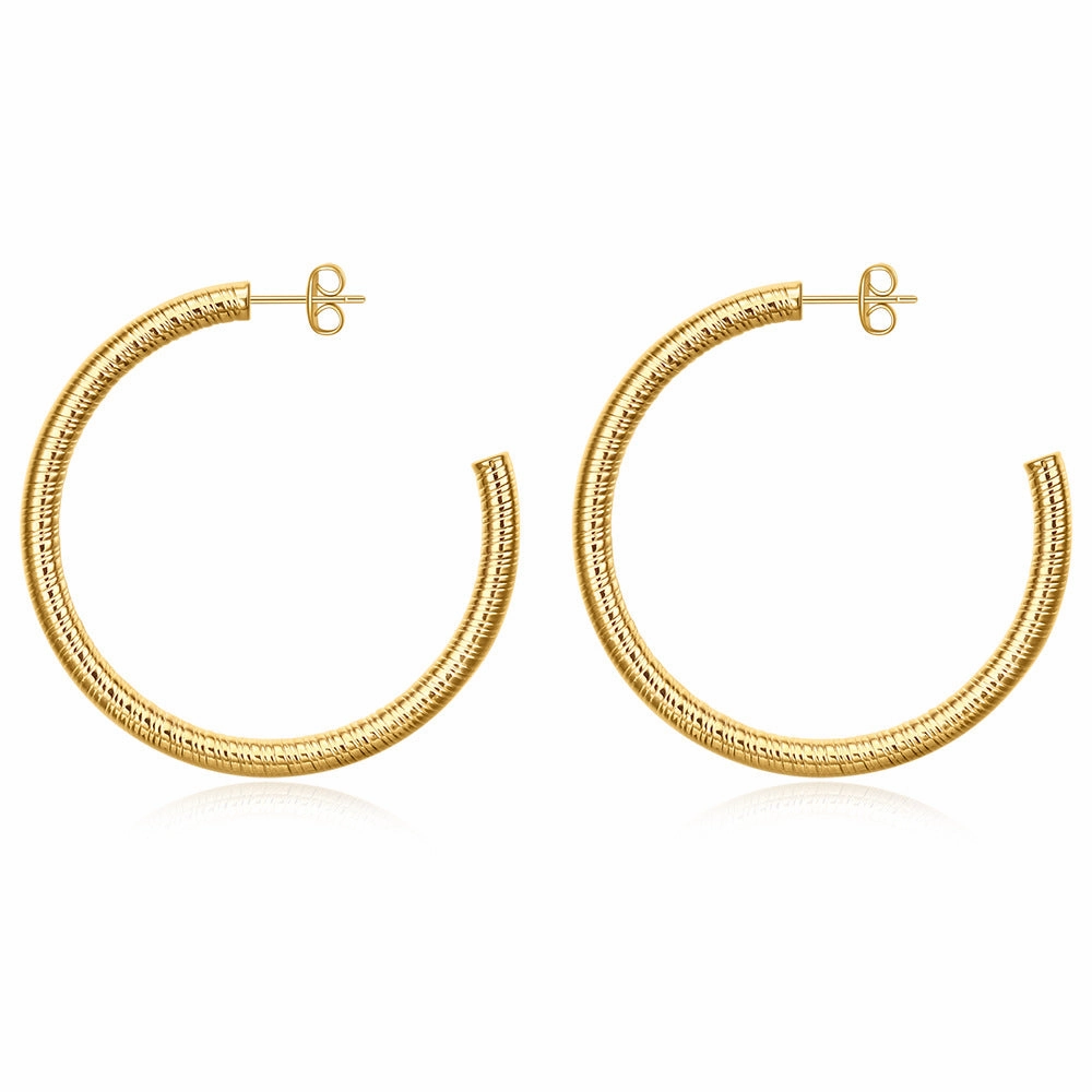 Wholesale Titanium Steel Circular Mesh 5mm Open Stainless Steel Earrings