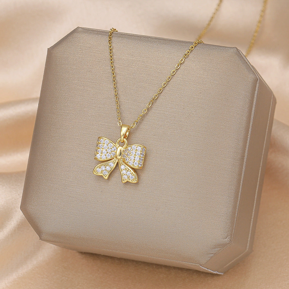 Wholesale Titanium Steel Clavicle Clover Necklaces
