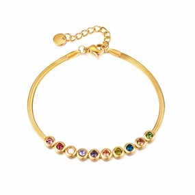 Wholesale Titanium Steel Colored Zircon Flat Bracelet
