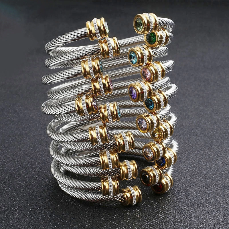 Wholesale Titanium Steel Colorful Diamond Bracelet
