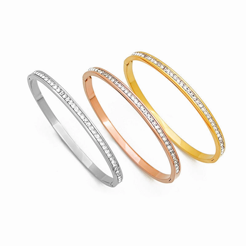 Wholesale Titanium Steel Colorless Full Diamond Bracelets