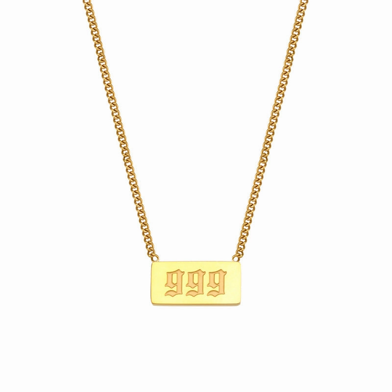 Wholesale Titanium Steel Creative 1 To 9 Golden Angel Number Necklace