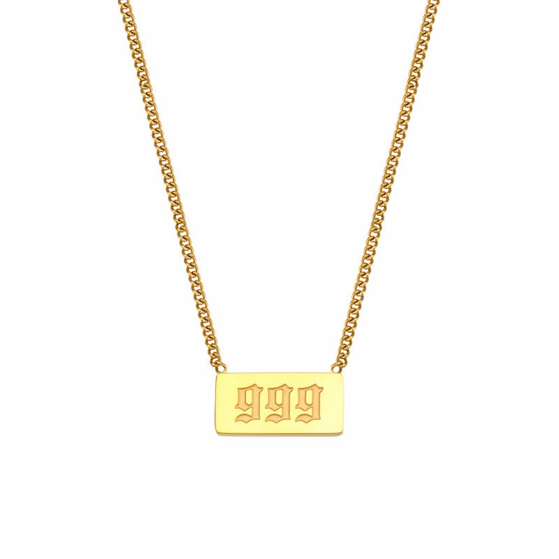 Wholesale Titanium Steel Creative 1 To 9 Golden Angel Number Necklace