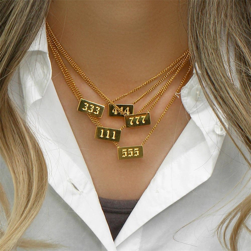 Wholesale Titanium Steel Creative 1 To 9 Golden Angel Number Necklace