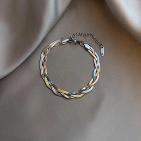 Wholesale Titanium Steel Creative Braided Twist Snake Bone Chain Bracelet