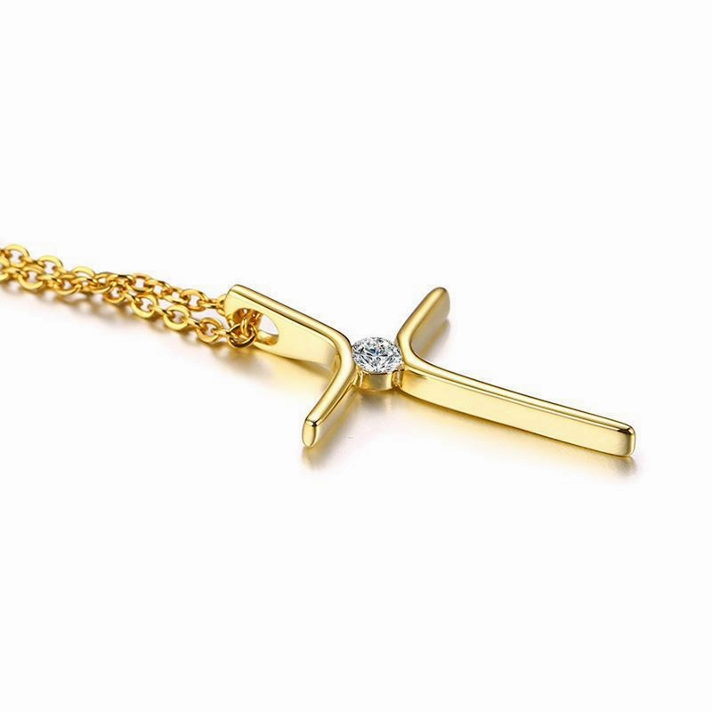 Wholesale Titanium Steel Creative Cross Necklace