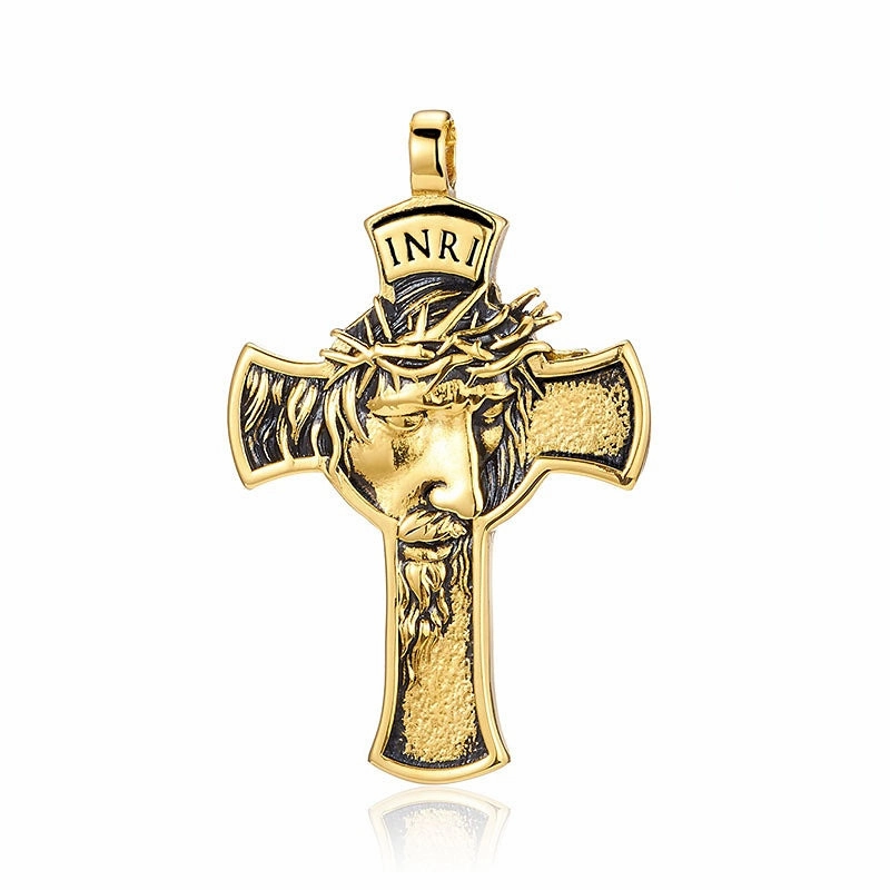 Wholesale Titanium Steel Cross Head Pendant Necklace