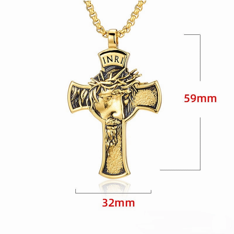 Wholesale Titanium Steel Cross Head Pendant Necklace