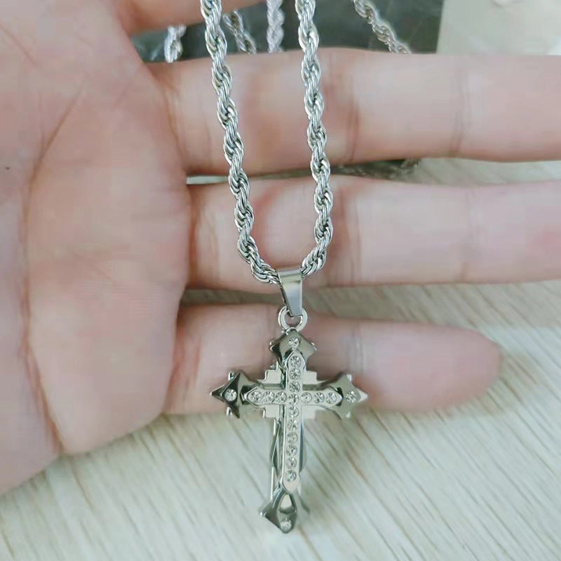 Wholesale Titanium Steel Cross Pendant Necklace