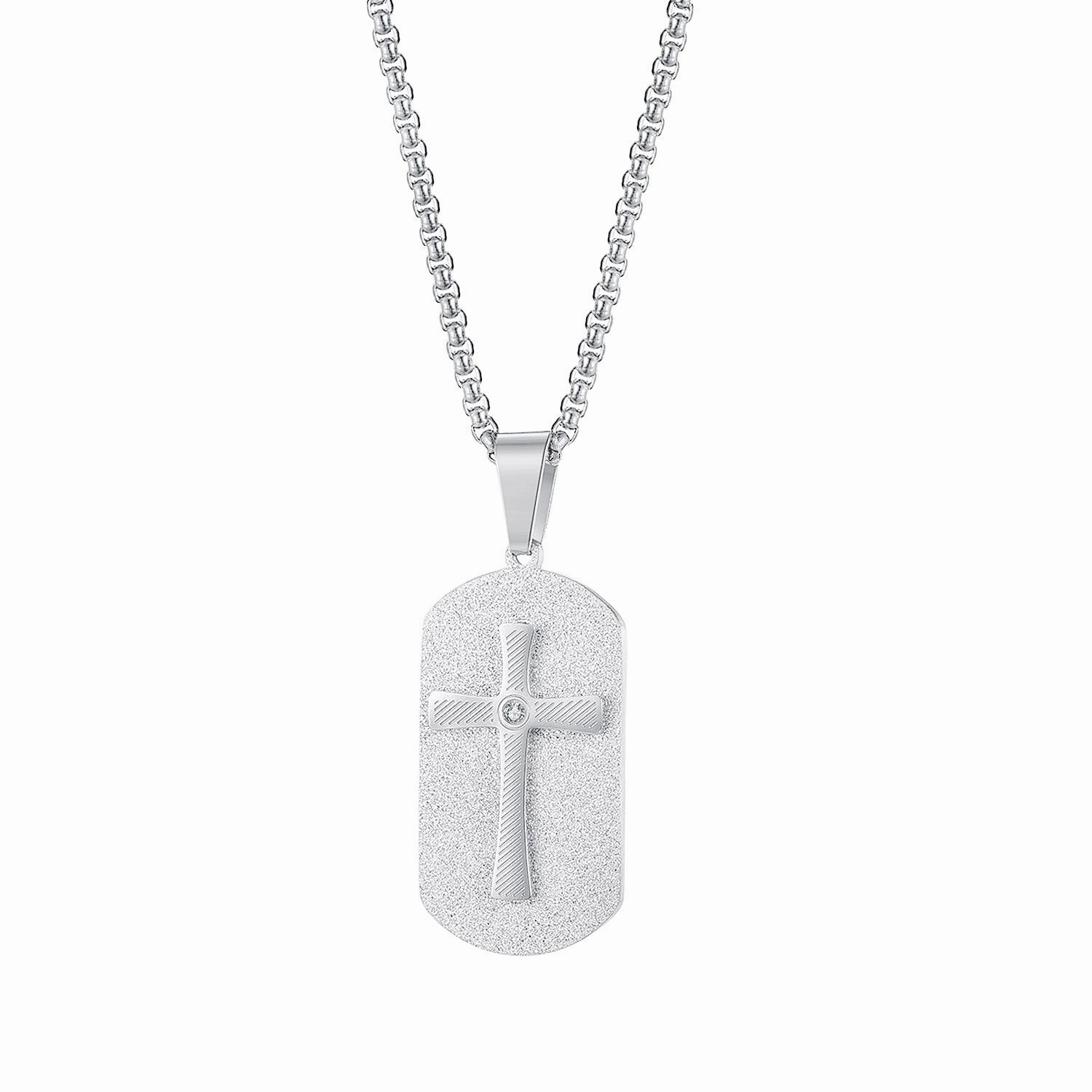 Wholesale Titanium Steel Cross Tag Necklace