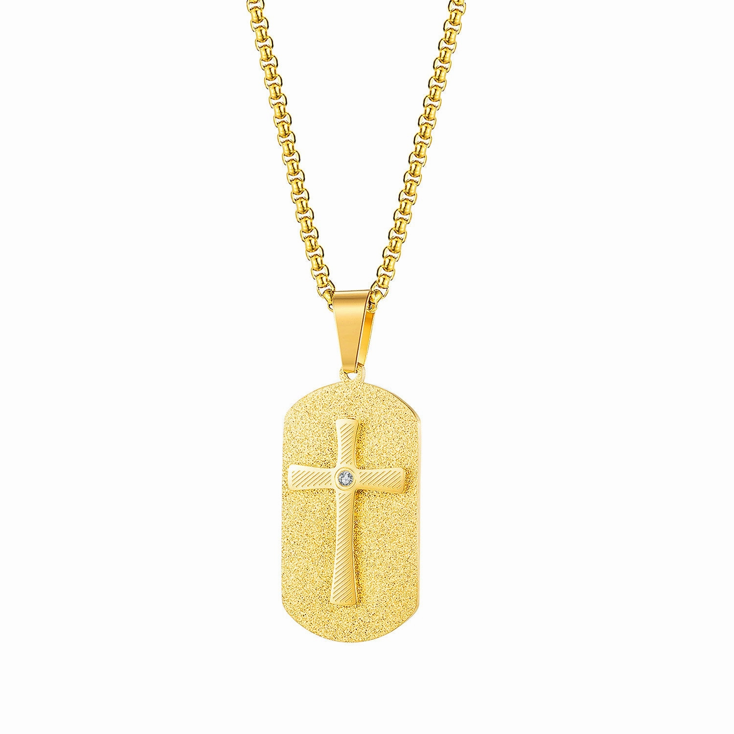 Wholesale Titanium Steel Cross Tag Necklace