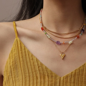 Wholesale Titanium Steel Crystal Beads Necklaces