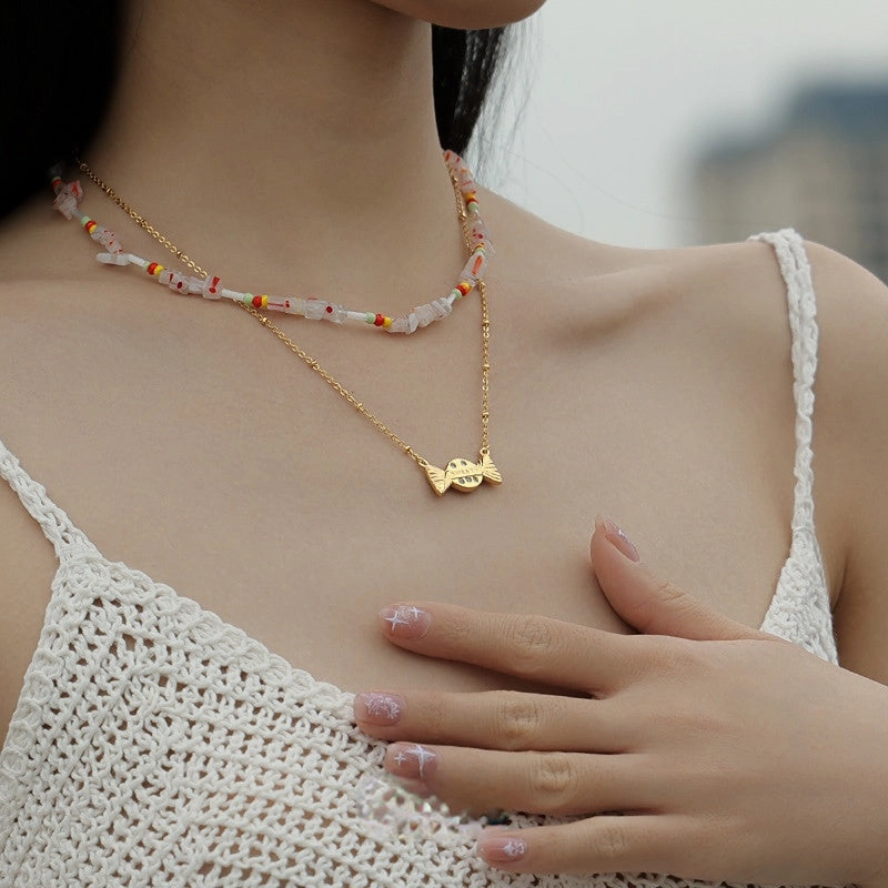 Wholesale Titanium Steel Crystal Beads Necklaces