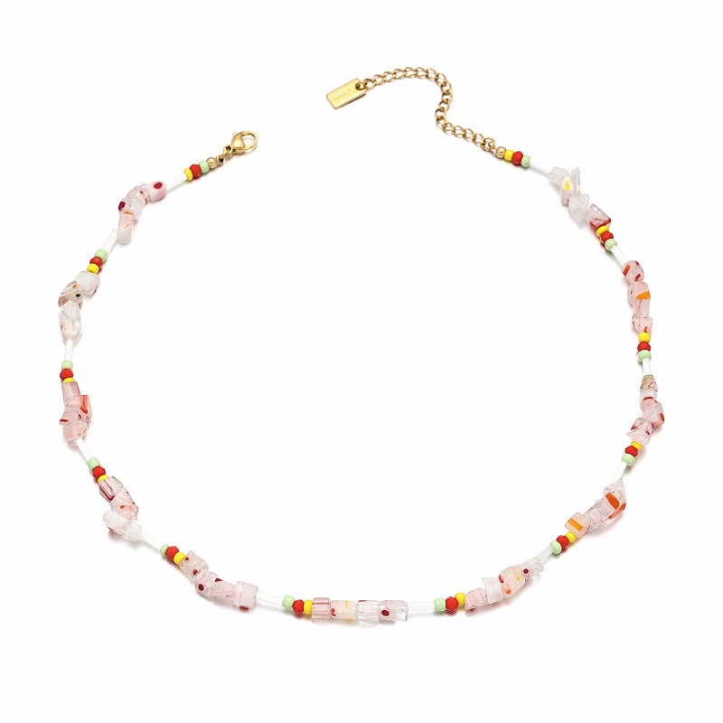 Wholesale Titanium Steel Crystal Beads Necklaces