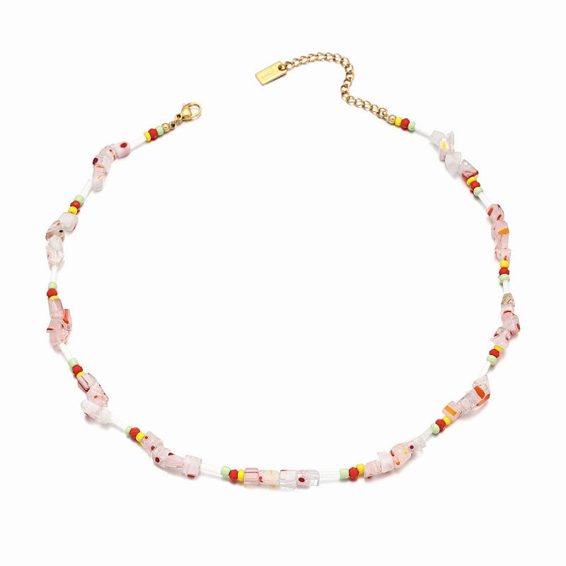Wholesale Titanium Steel Crystal Beads Necklaces