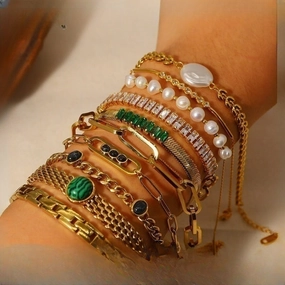 Wholesale Titanium Steel Cuban Real Gold 18K Electroplated Vintage Bracelet