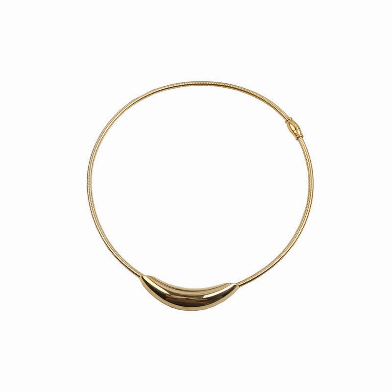 Wholesale Titanium Steel Curved Tube Necklace
