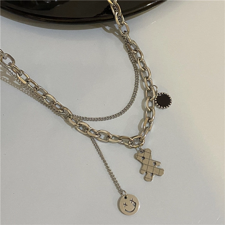 Wholesale Titanium Steel Cute Bear Necklaces